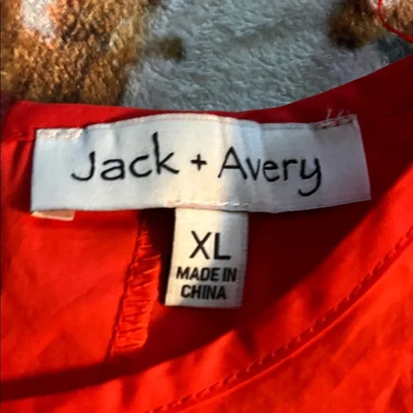 Avery Bold Red Puff Sleeve Blouse XL Cotton - Picture 3 of 4